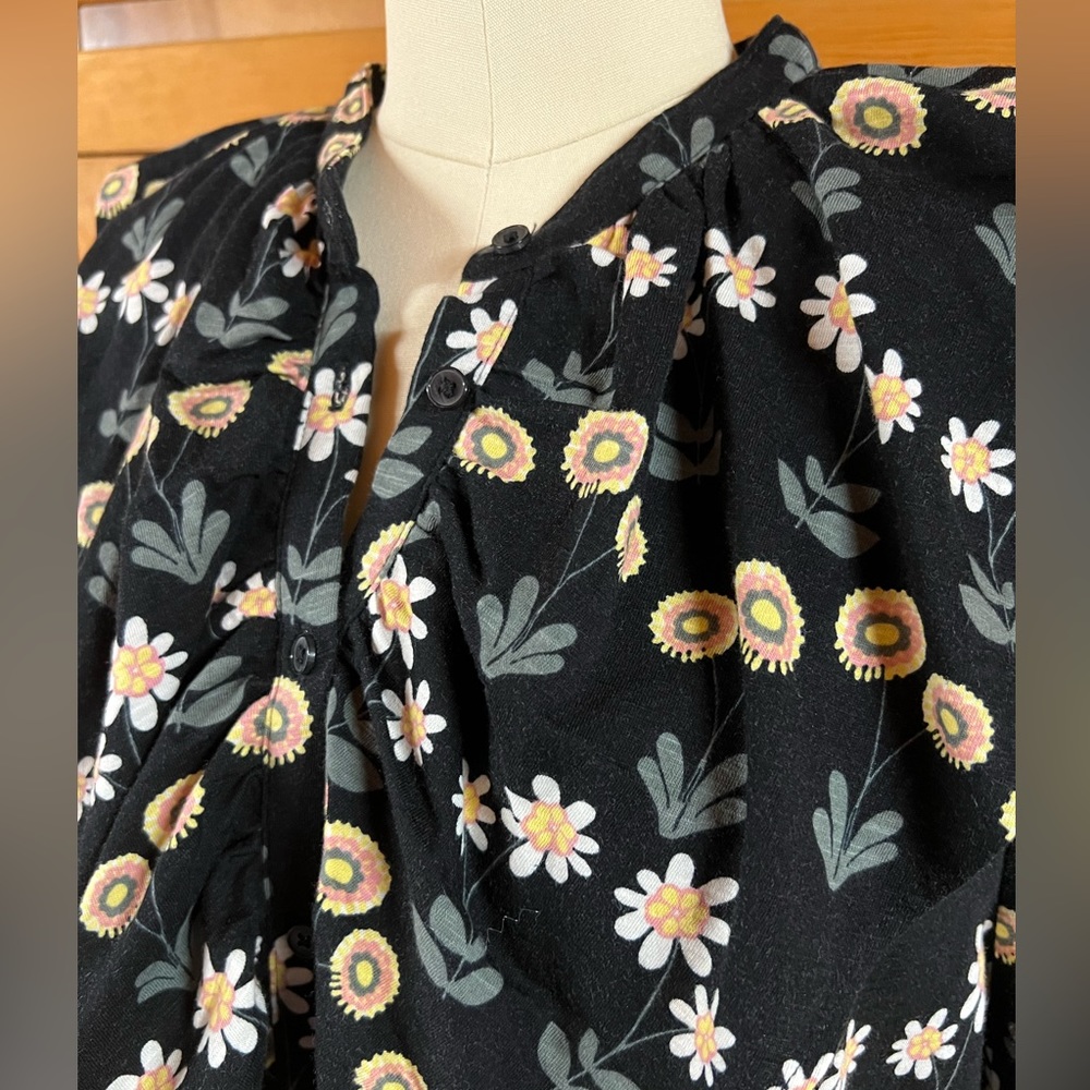 BODEN, Ruffle Front Jersey Shirt Black, US 10 R UK 14 floral new with tags - Picture 10 of 14